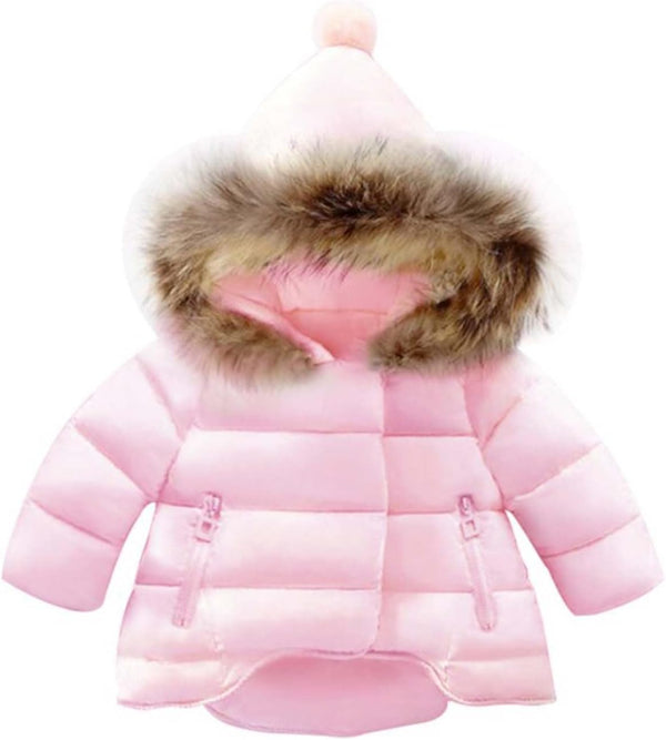 Baby Girls Winter Coats Toddler Hooded Warm Fleece Down Jacket for Kids - ShopEbonyMonique