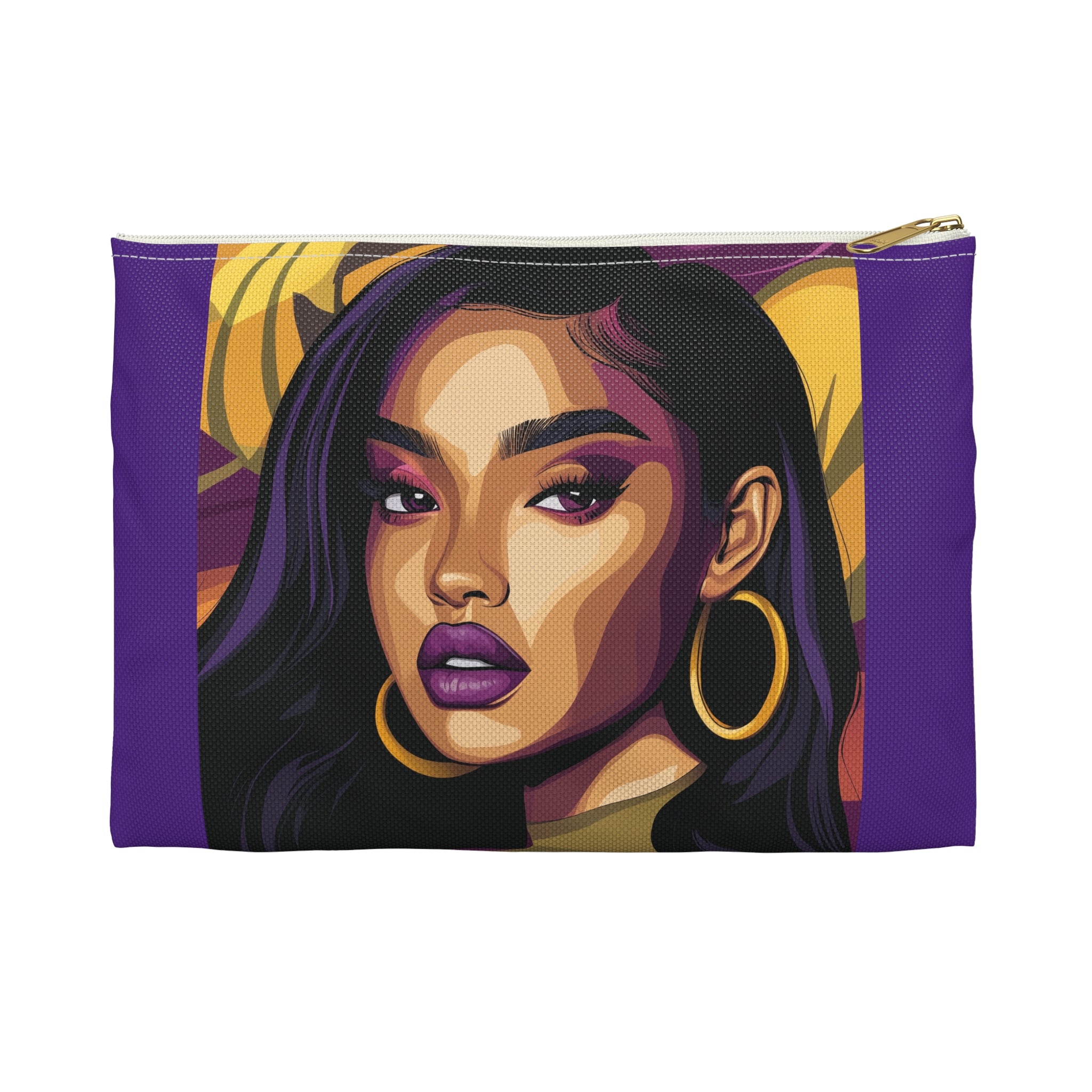 Beauty Chic Graphic Accessory Pouch - Bold Portrait Design