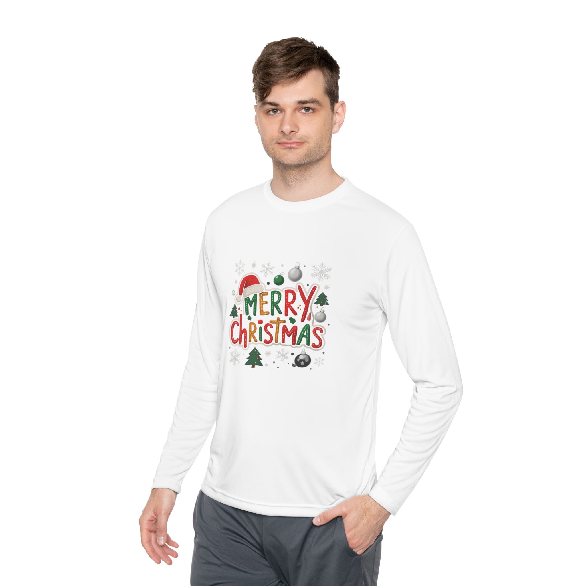 Merry Christmas Long Sleeve Tee — Festive Holiday Graphic Shirt