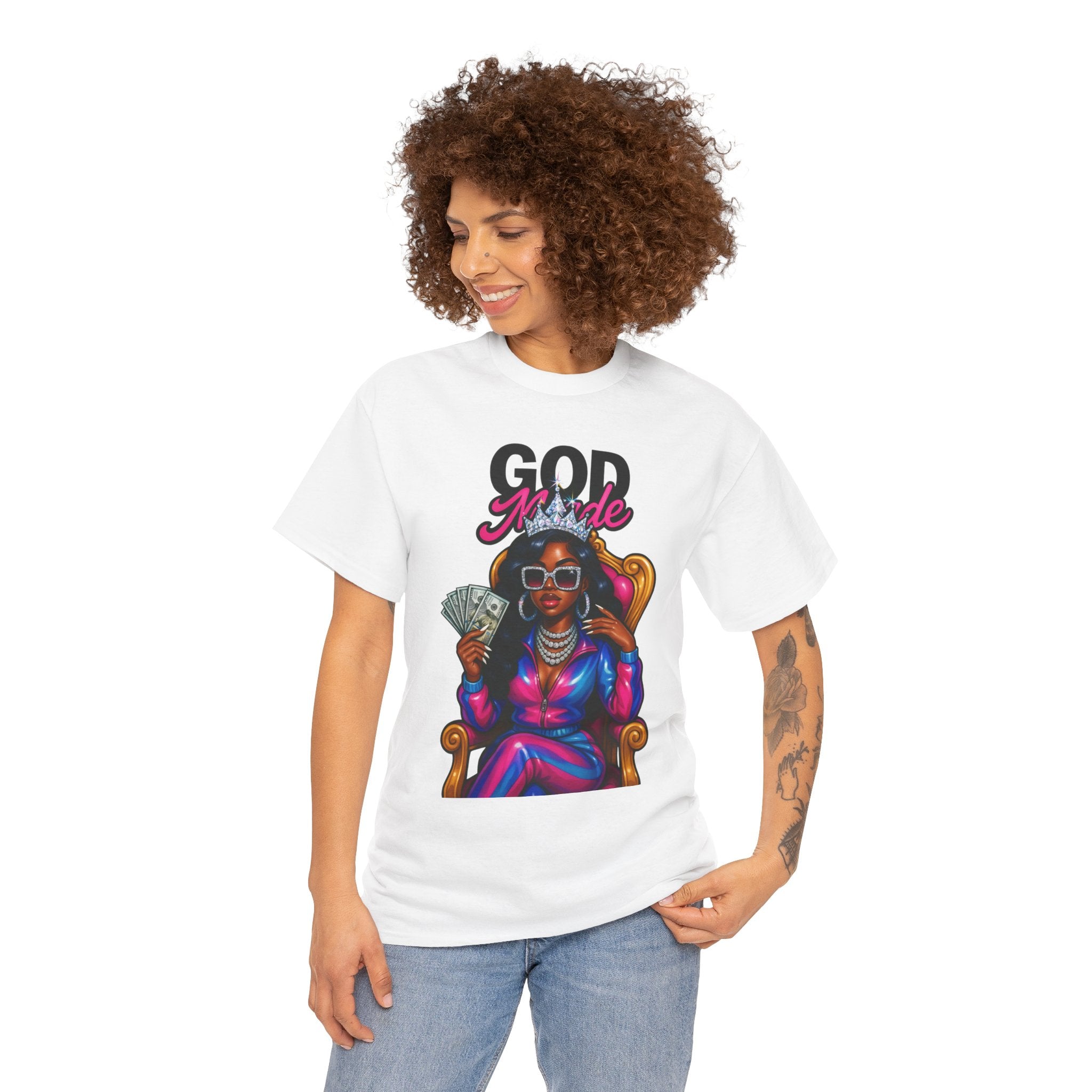 God Made Us Unisex Heavy Cotton Tee - Bold & Vibrant Graphic Tee for Confident Style