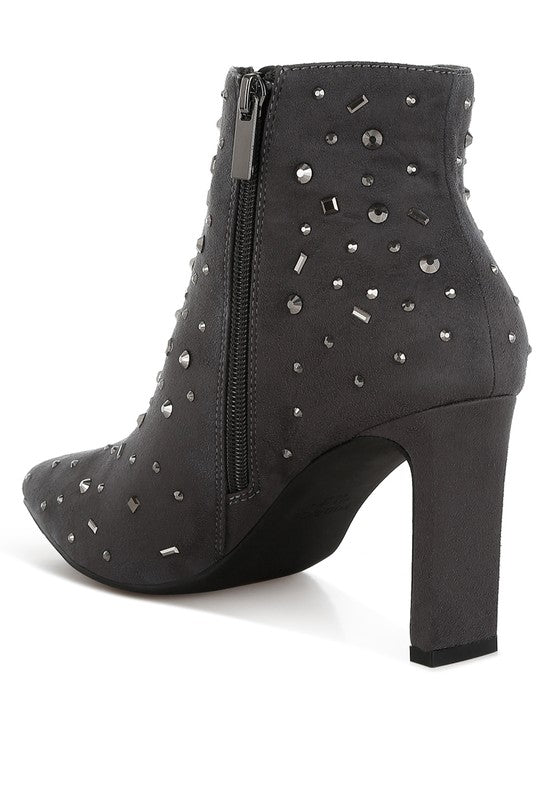 Diamante Embellished Microfiber Boots - ShopEbonyMonique