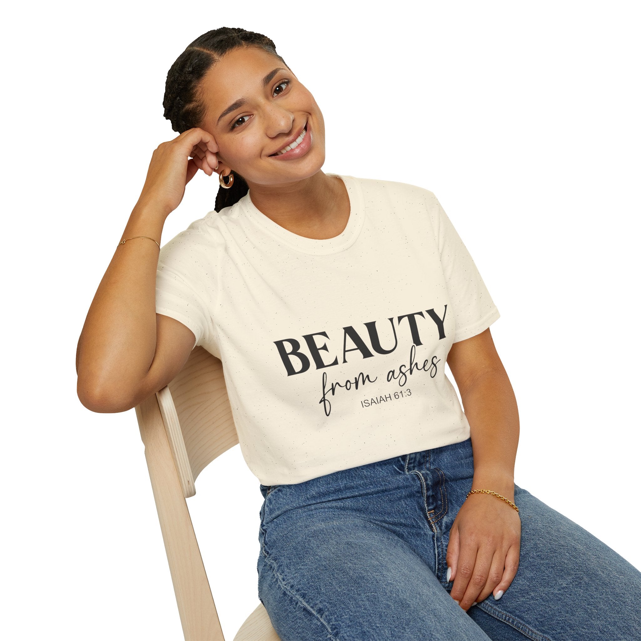 Inspirational Unisex T-Shirt: Beauty from Ashes, Faith Apparel, Motivational Gift, Christian Shirt, Casual Style, Uplifting Quote
