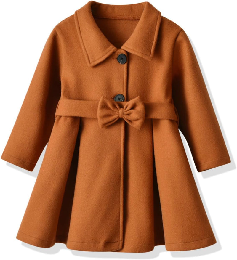 Toddler Baby Girl Clothes Jacket Coat Long Sleeve Solid Color Buttons Dress Coat Fall Winter Outfit - ShopEbonyMonique