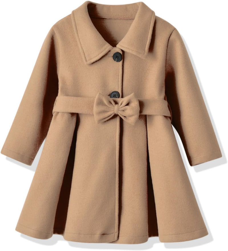 Toddler Baby Girl Clothes Jacket Coat Long Sleeve Solid Color Buttons Dress Coat Fall Winter Outfit - ShopEbonyMonique