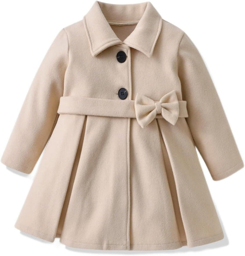 Toddler Baby Girl Clothes Jacket Coat Long Sleeve Solid Color Buttons Dress Coat Fall Winter Outfit - ShopEbonyMonique