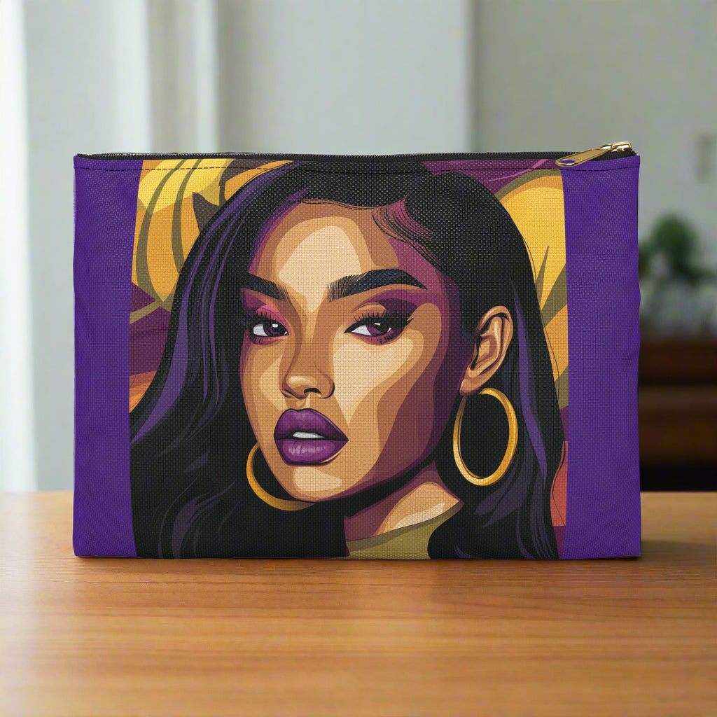 Beauty Chic Graphic Accessory Pouch - Bold Portrait Design