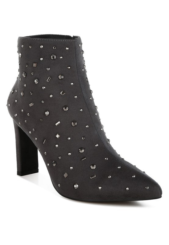 Diamante Embellished Microfiber Boots - ShopEbonyMonique