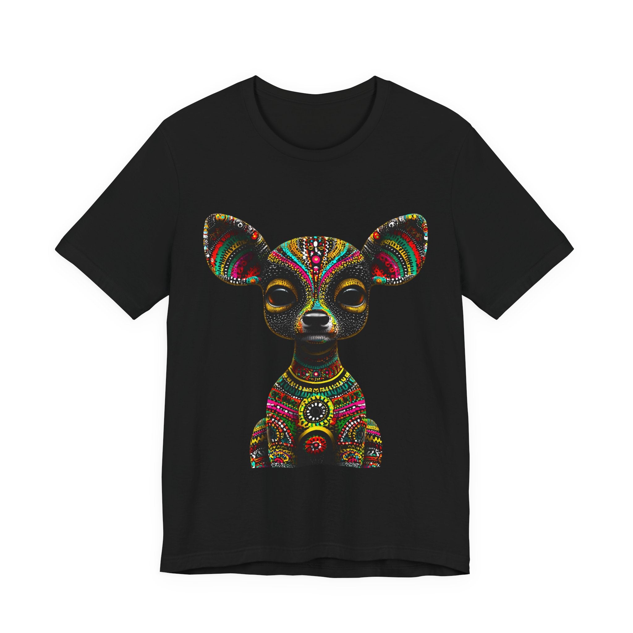 Psychedelic Chihuahua Art Tee — Colorful Tribal Dog Graphic T-Shirt