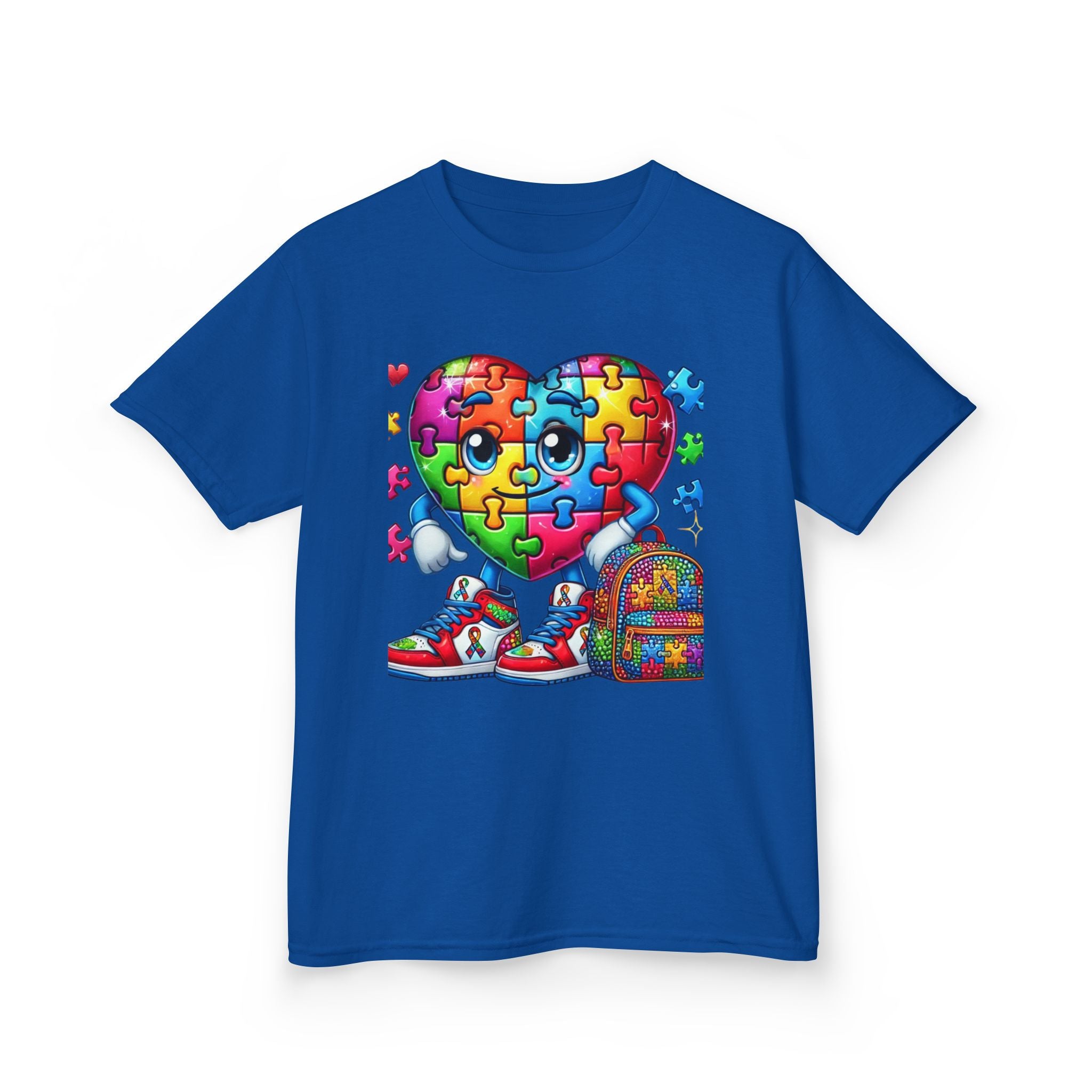 Colorful Puzzle Heart Kids Tee - Perfect for Back to School & Autism Awareness