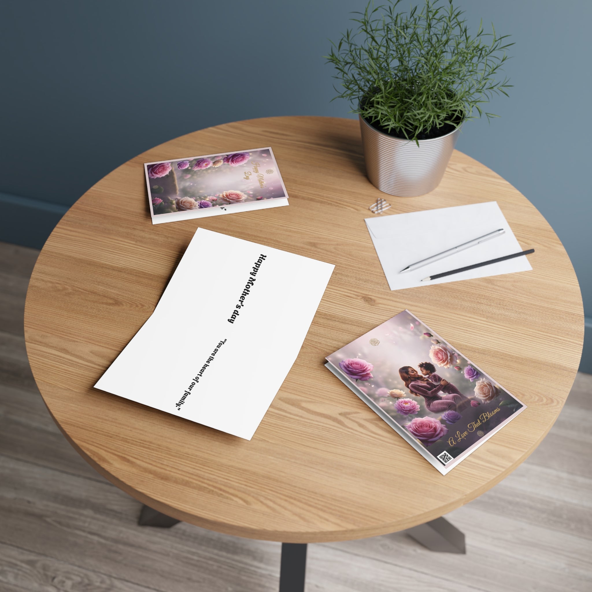 Mother's Day Greeting Card — "A Love That Blooms" Floral Mom & Child Card