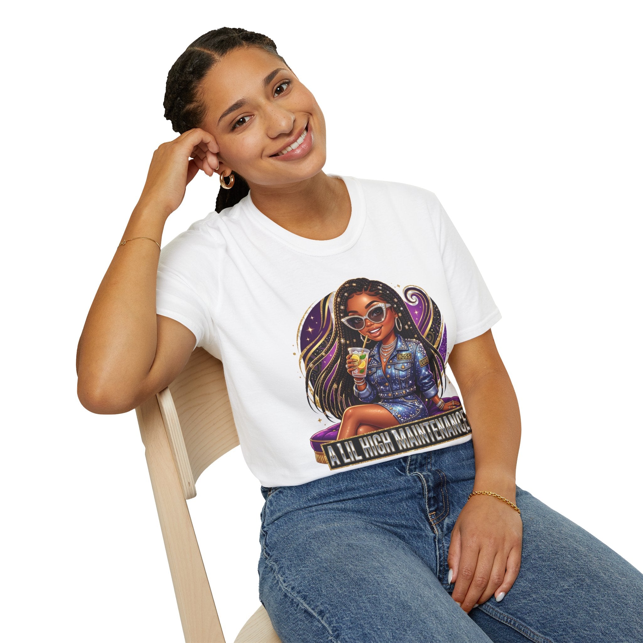 T-Shirt — "All High Maintenance" Glam Girl Graphic Tee