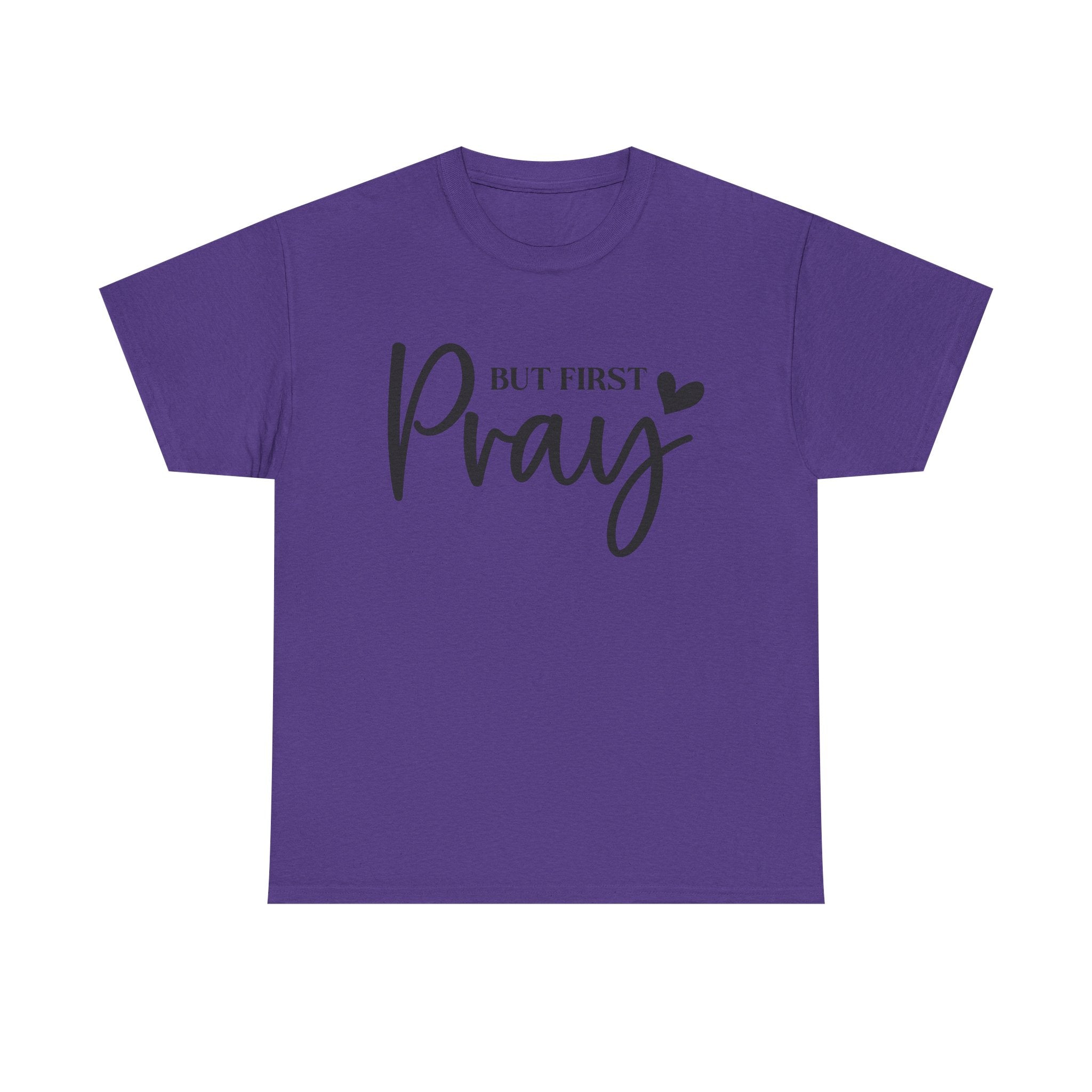 Unisex Heavy Cotton Tee with 'But First Pray' Design, Inspirational Christian Shirt, Faith-Based Gift, Perfect for Prayer Groups, [...]