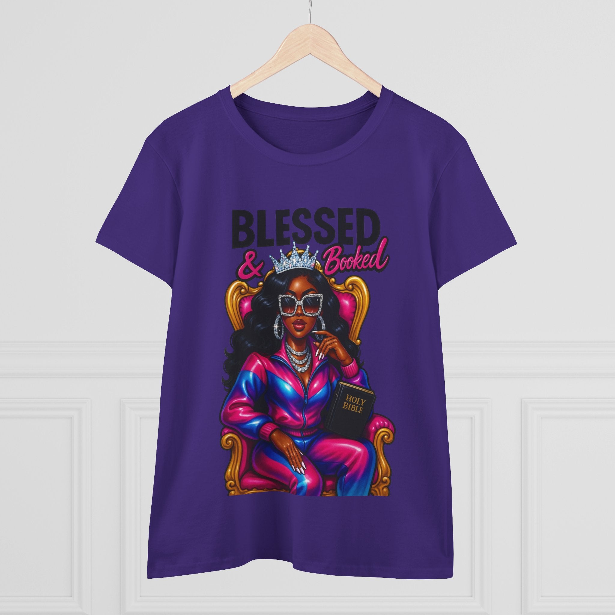 Blessed & Booked Women's Midweight Cotton Tee - Stylish Graphic Shirt for Readers