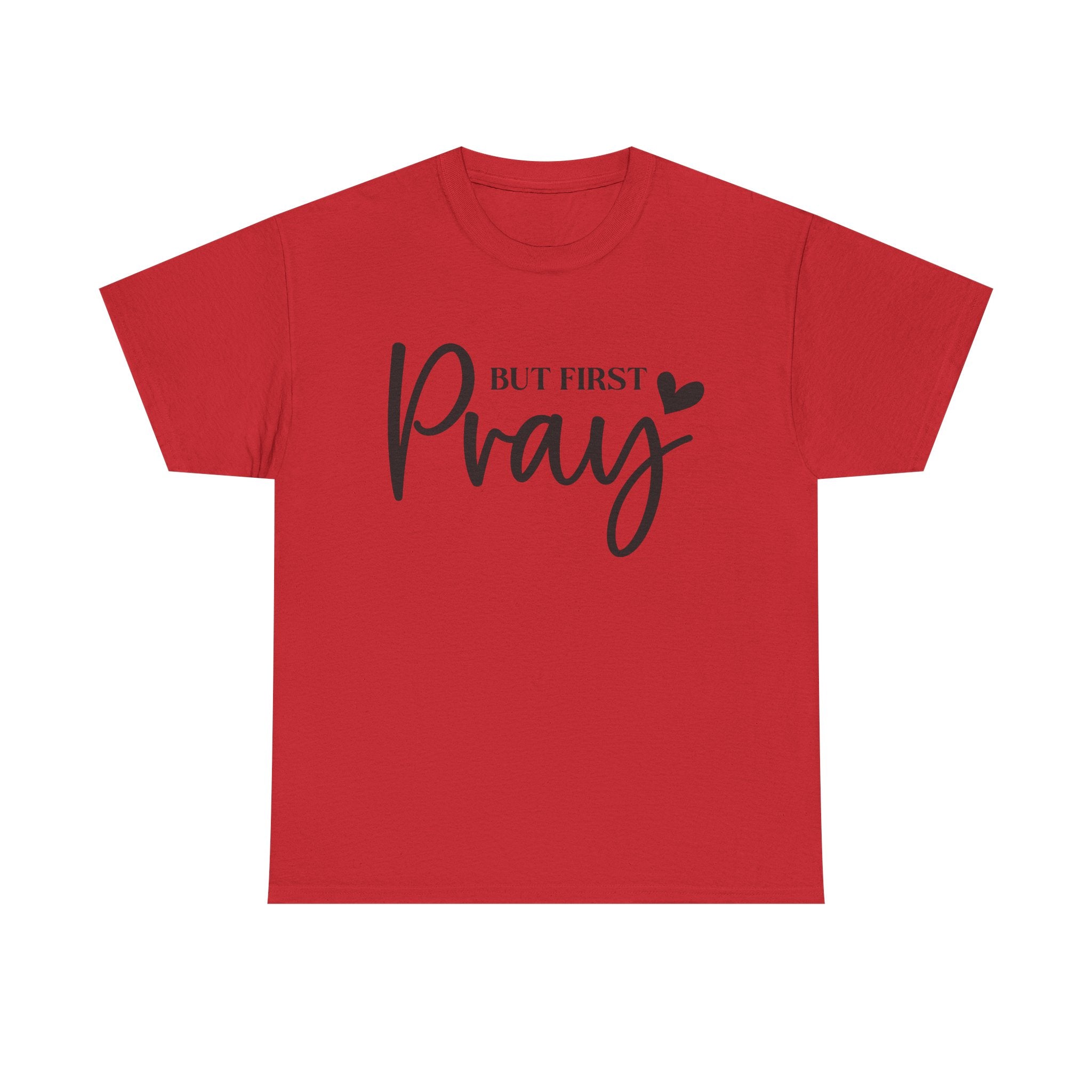 Unisex Heavy Cotton Tee with 'But First Pray' Design, Inspirational Christian Shirt, Faith-Based Gift, Perfect for Prayer Groups, [...]