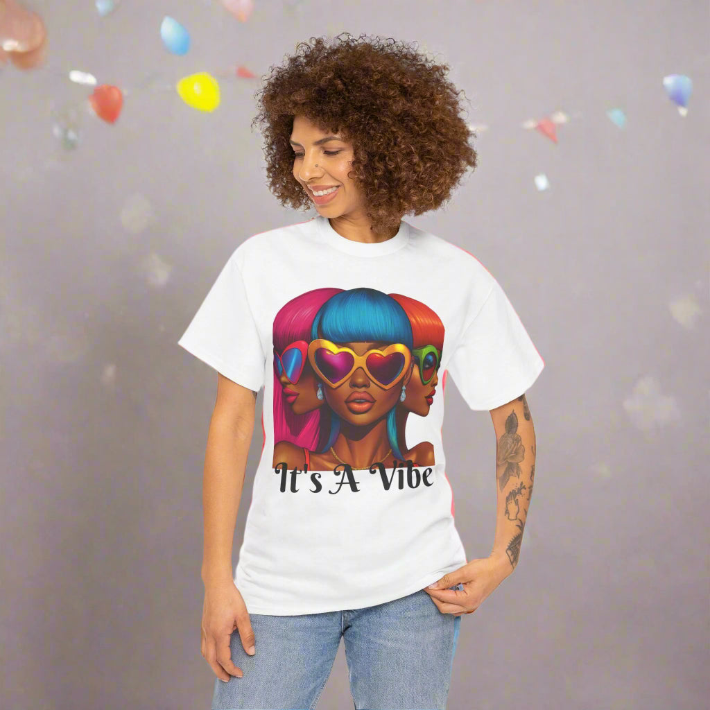 It's A Vibe Unisex Heavy Cotton Tee - Colorful Graphic T-Shirt for Casual Wear