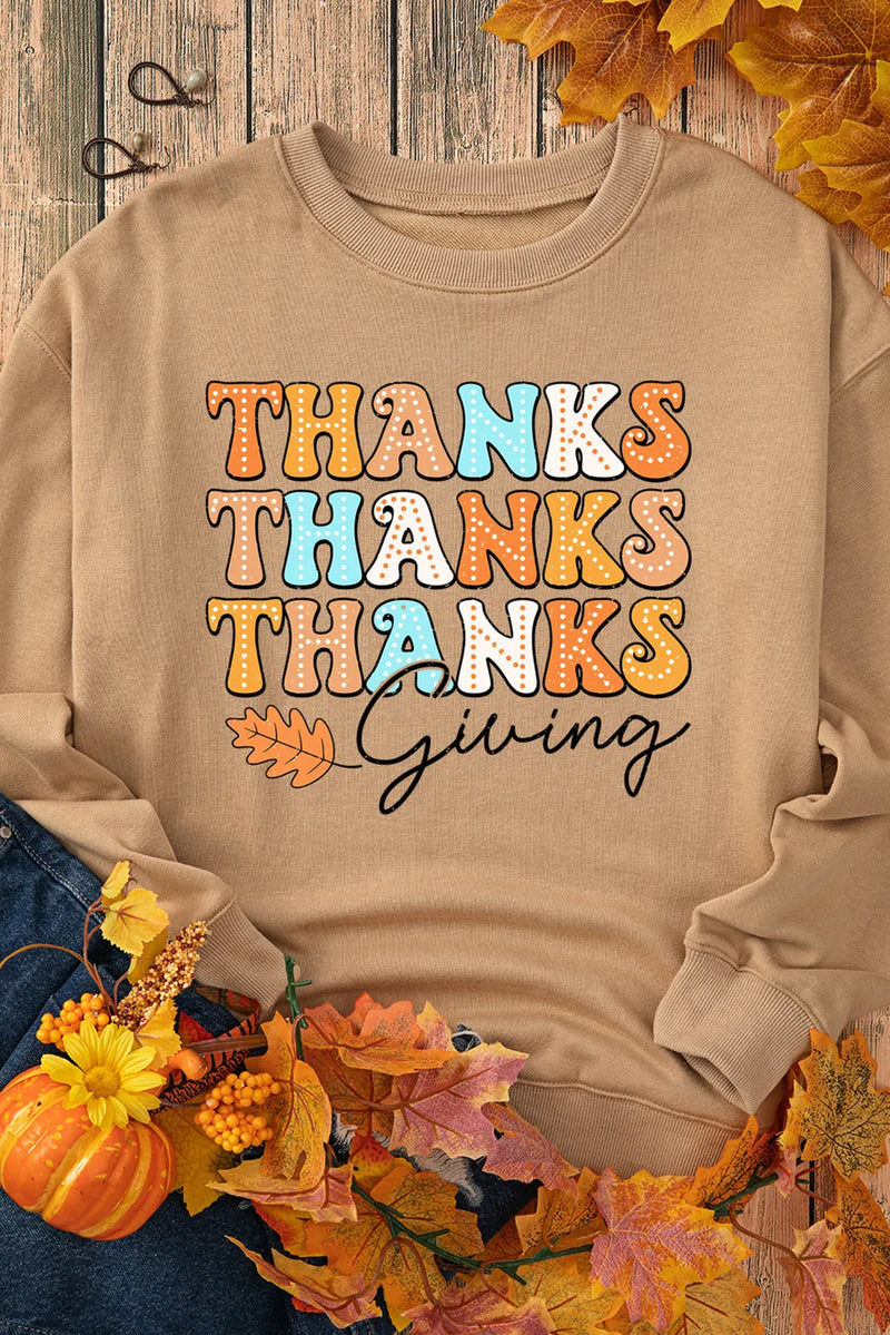 THANKSGIVING Round Neck Dropped Shoulder Sweatshirt - ShopEbonyMonique