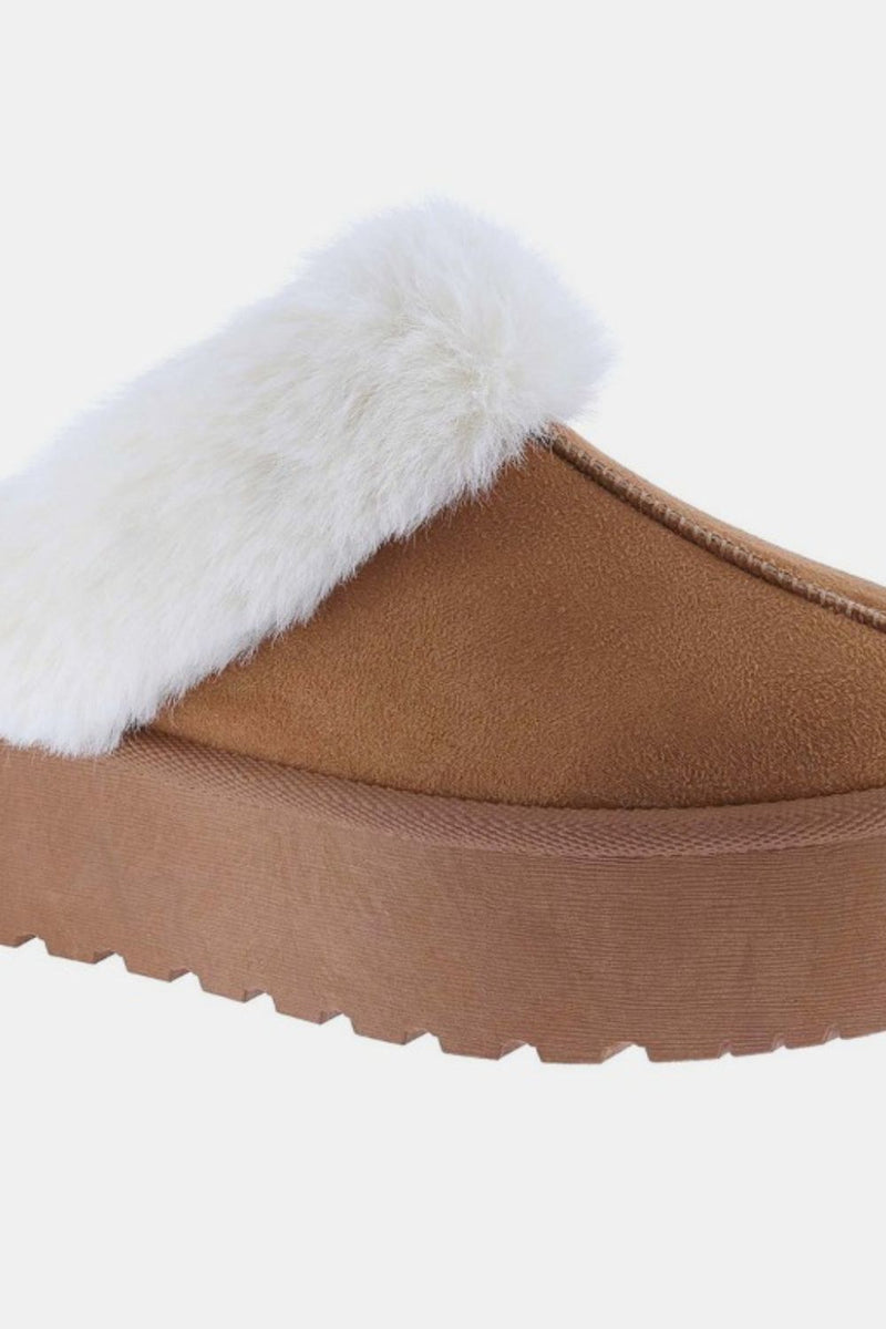 EM Thick Bottom Fur Trim Snow Slippers - ShopEbonyMonique