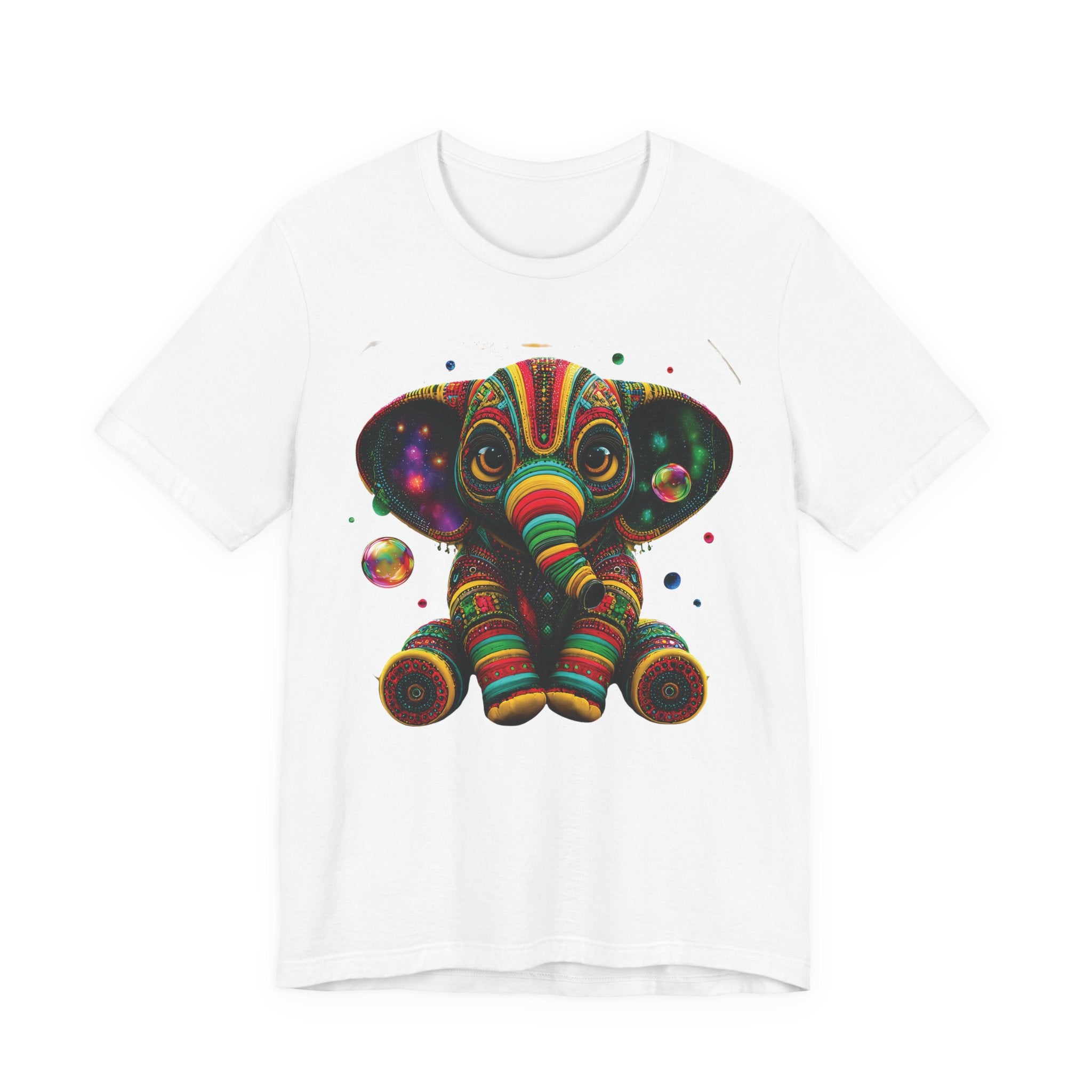Colorful Psychedelic Elephant T-Shirt — Vibrant Tribal Baby Elephant Graphic Tee