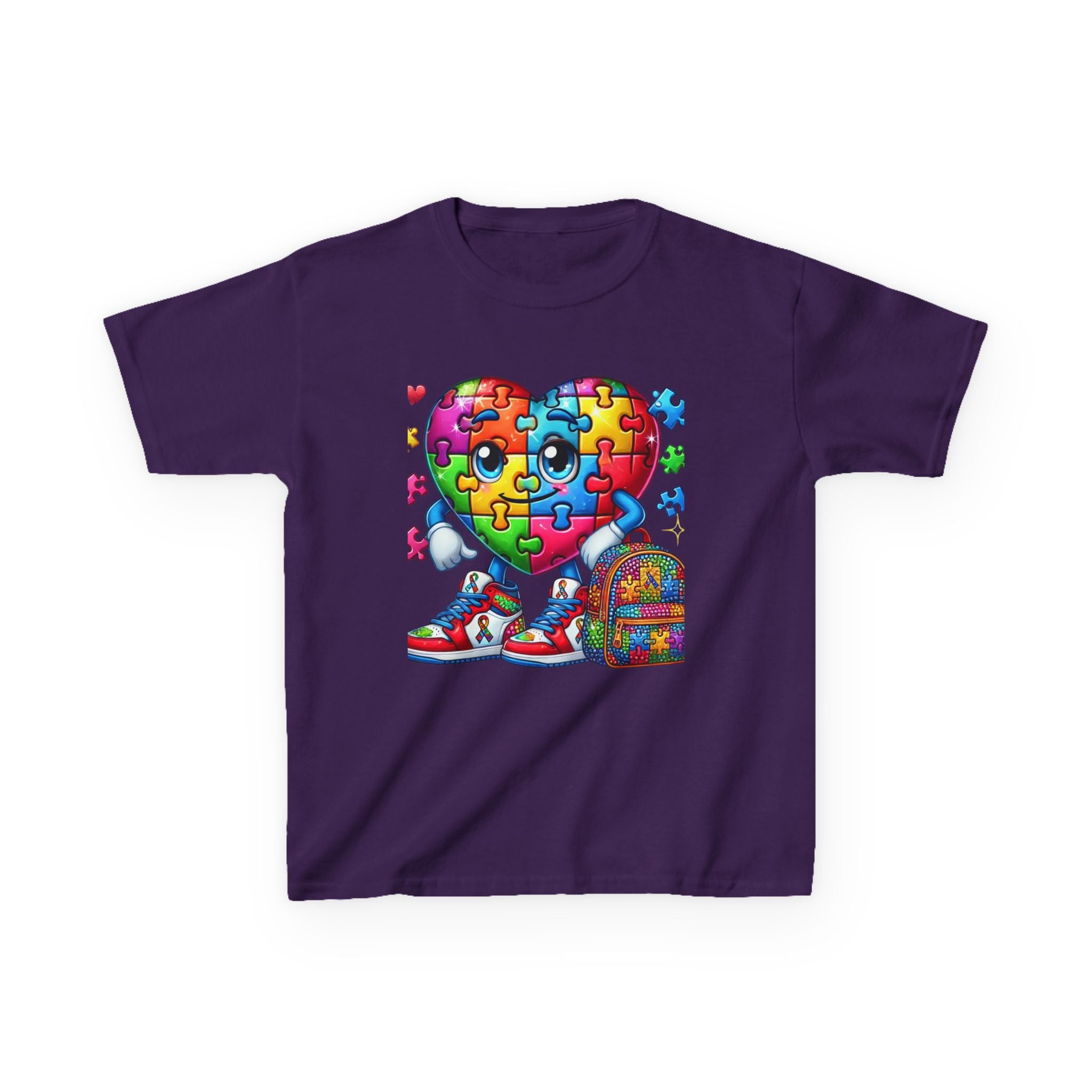 Colorful Puzzle Heart Kids Tee - Perfect for Back to School & Autism Awareness