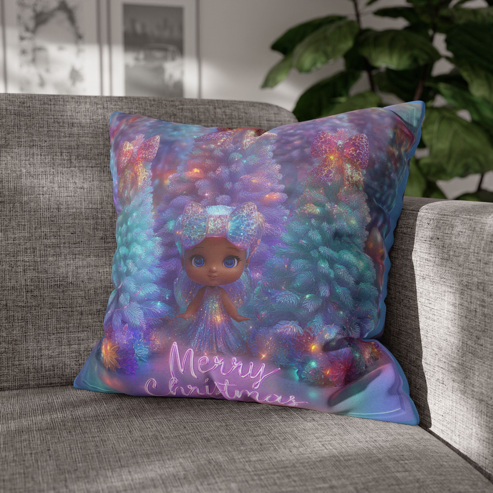 Merry Christmas Decorative Pillowcase, Cozy Holiday Decor, Personalized Gift, Kids Room, Winter Home Accent, Festive Throw Pillow