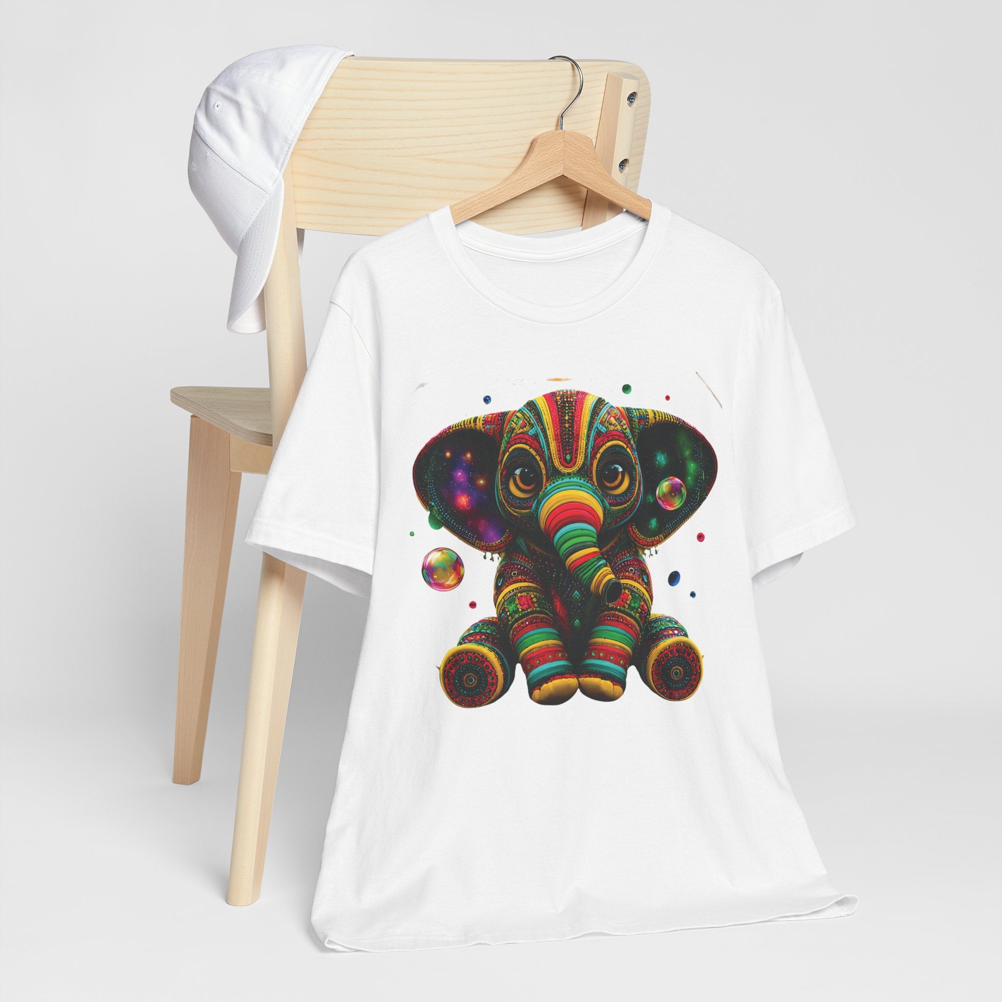 Colorful Psychedelic Elephant T-Shirt — Vibrant Tribal Baby Elephant Graphic Tee