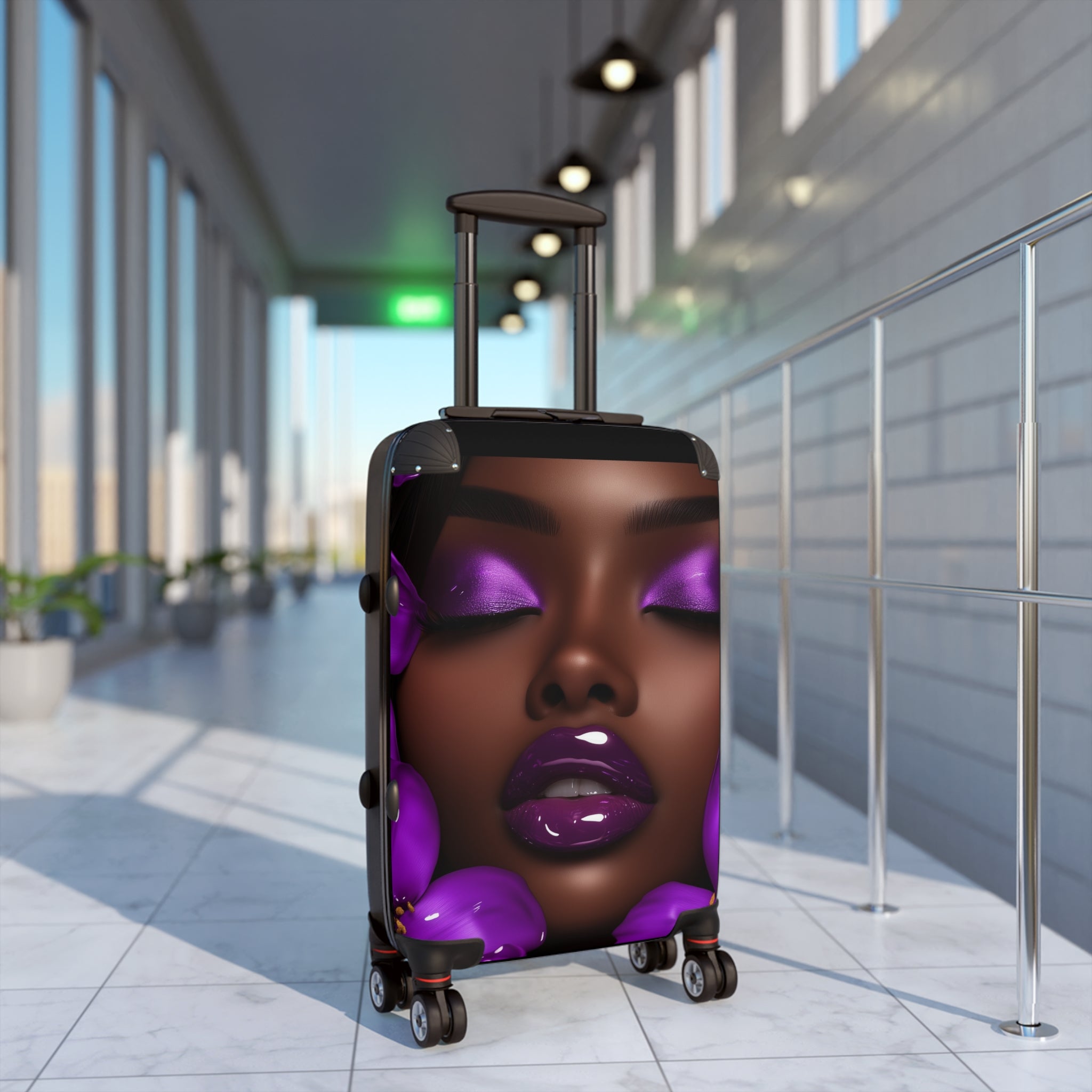 Purple Flower Glamorous Travel Suitcase with Elegant Floral Design