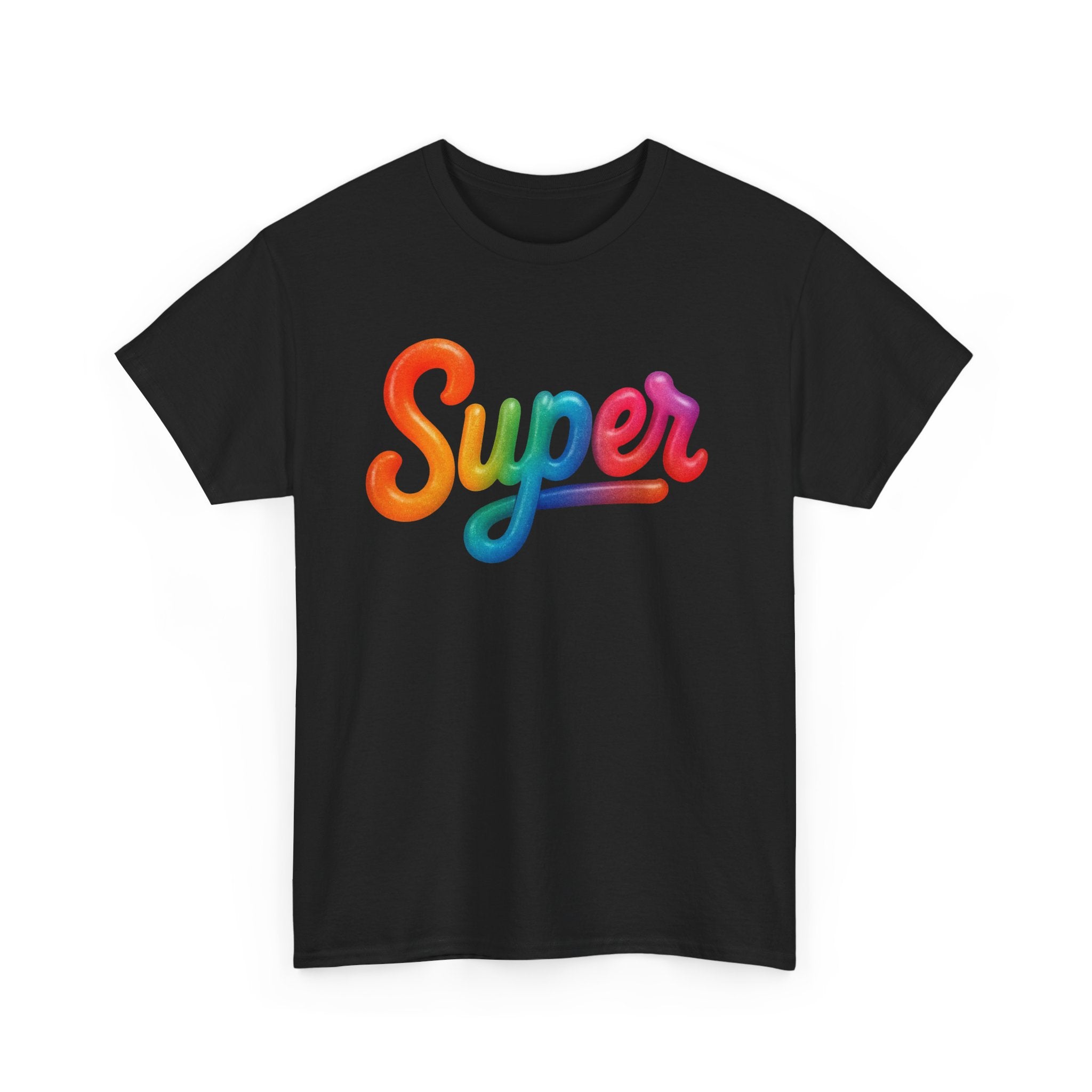 Colorful 'Super' Unisex Heavy Cotton Tee - Casual T-Shirt, Streetwear, Gift for Him/Her, Everyday Wear, Rainbow Design