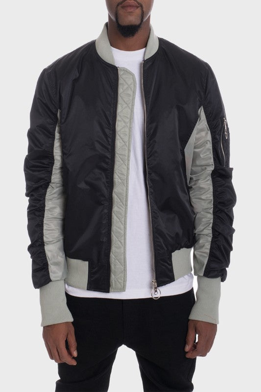 EM TWO TONE COLOR BLOCK BOMBER JACKET - ShopEbonyMonique