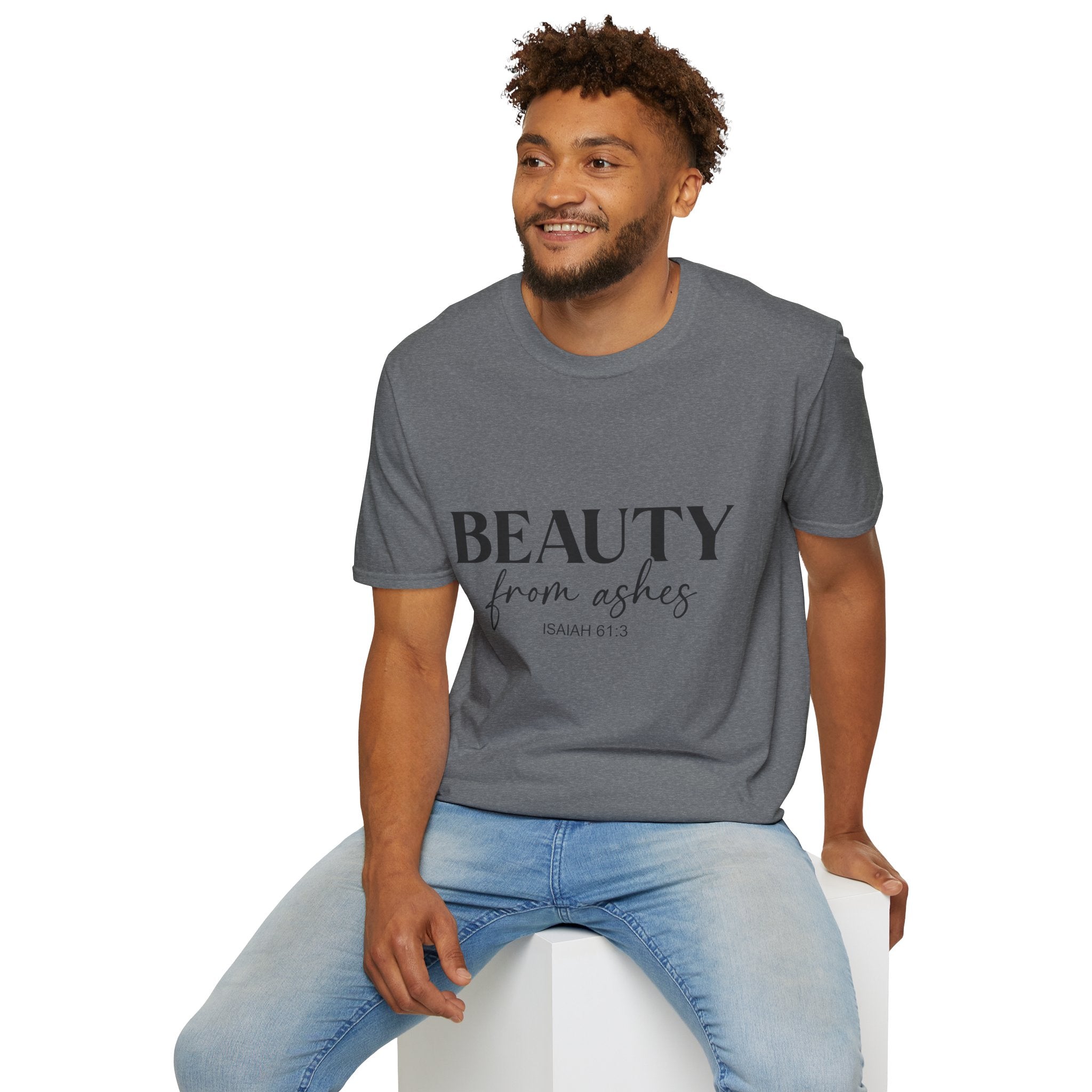 Inspirational Unisex T-Shirt: Beauty from Ashes, Faith Apparel, Motivational Gift, Christian Shirt, Casual Style, Uplifting Quote