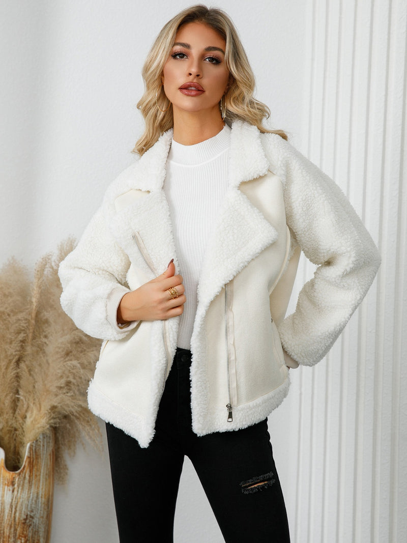 Women's Cozy Sherpa Zip-Up Jacket with Pockets - ShopEbonyMonique