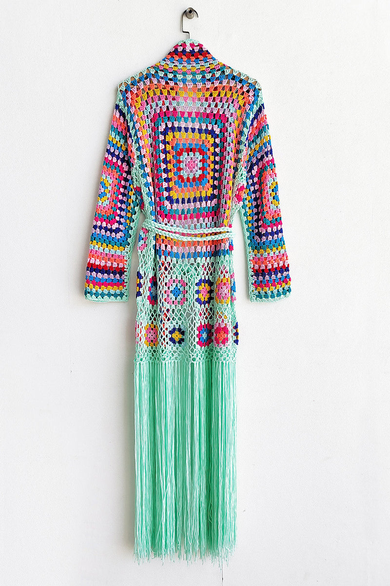 Fringe Tied Long Sleeve Cardigan - ShopEbonyMonique