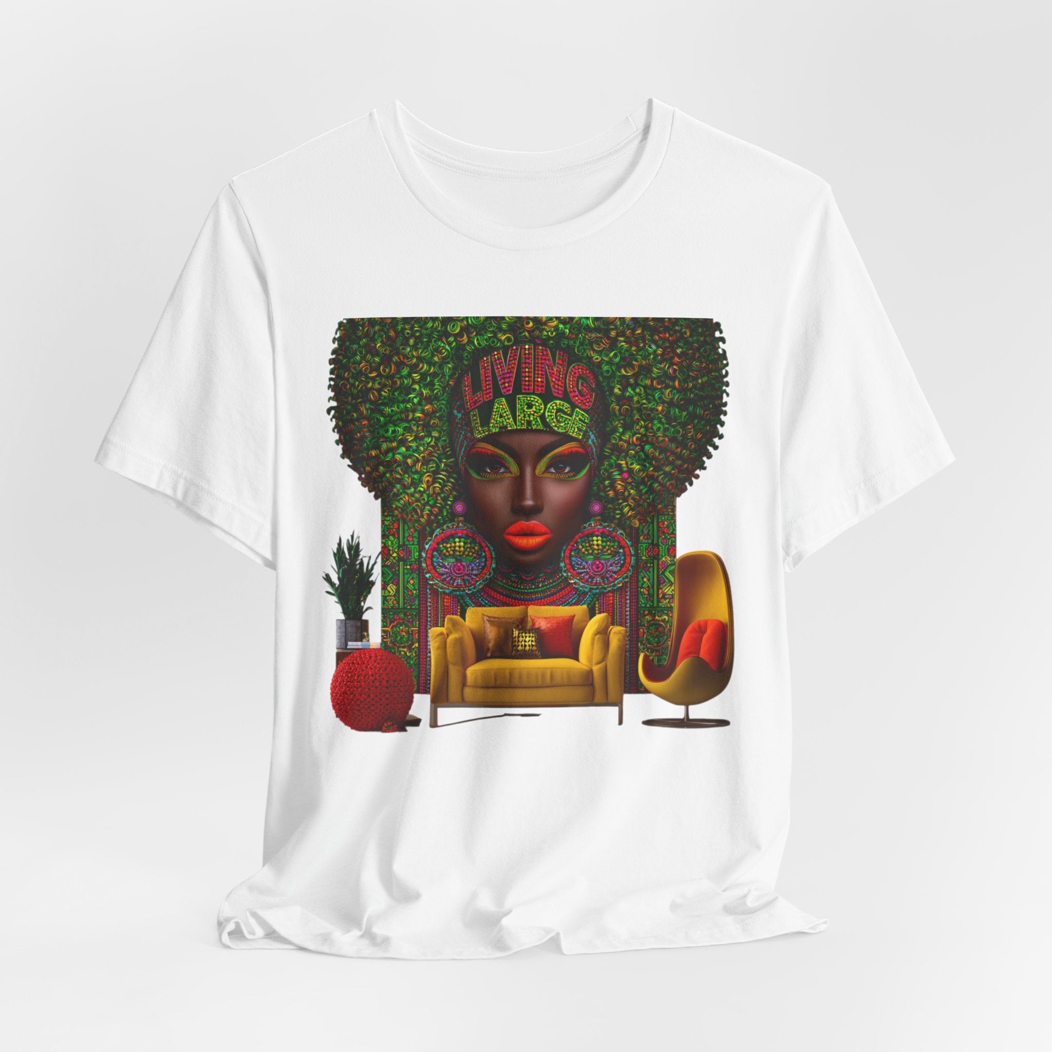 Afrocentric Goddess Art Tee – Vibrant Portrait T-Shirt
