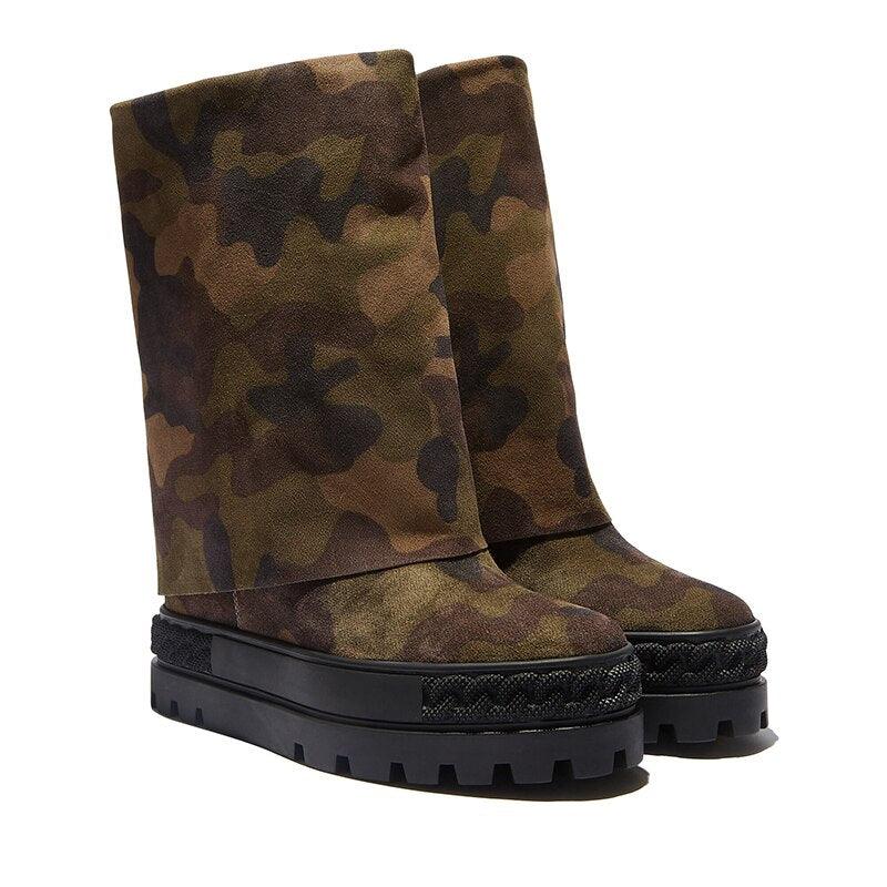 Army Ready Camouflage Suede Boot - ShopEbonyMonique