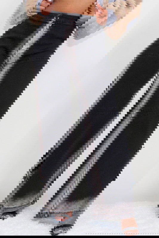 BLACK LINE WASHED CASUAL DENIM JEANS - ShopEbonyMonique