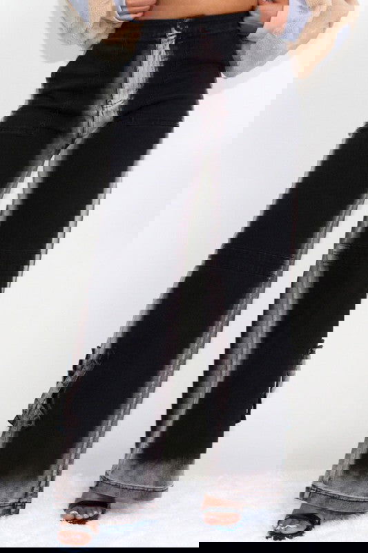 BLACK LINE WASHED CASUAL DENIM JEANS - ShopEbonyMonique