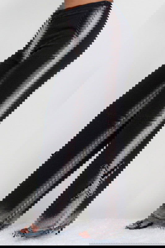 BLACK LINE WASHED CASUAL DENIM JEANS - ShopEbonyMonique