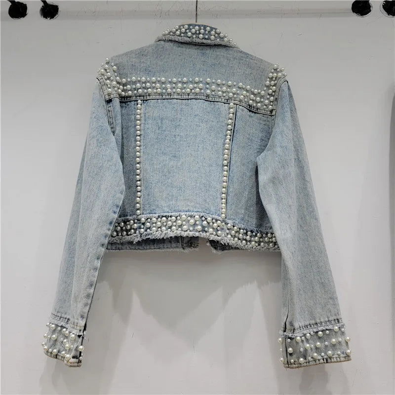 Beading Diamonds Denim Jacket - ShopEbonyMonique