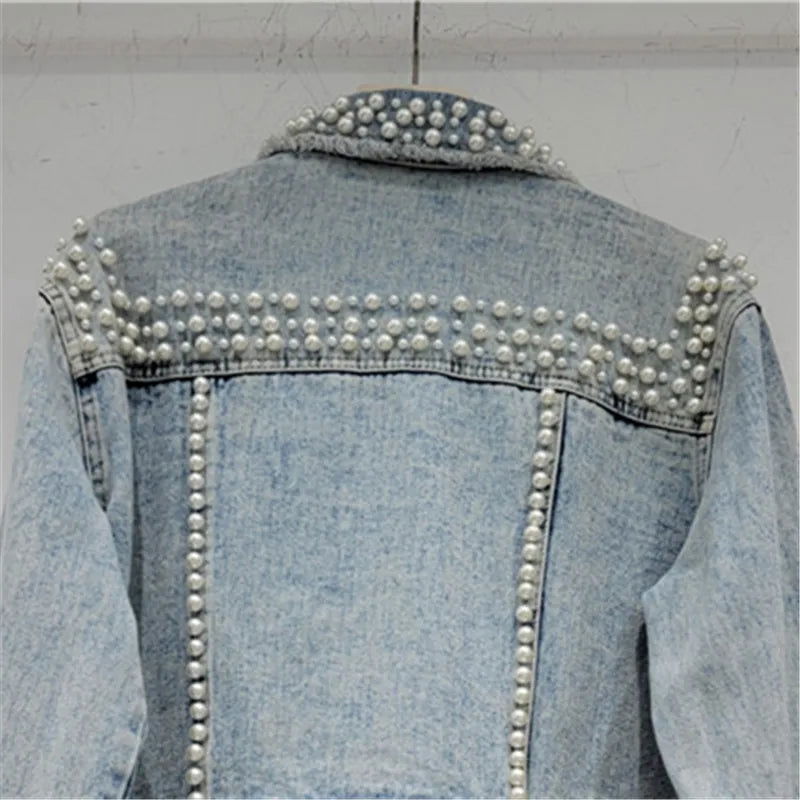 Beading Diamonds Denim Jacket - ShopEbonyMonique