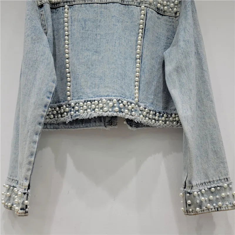 Beading Diamonds Denim Jacket - ShopEbonyMonique