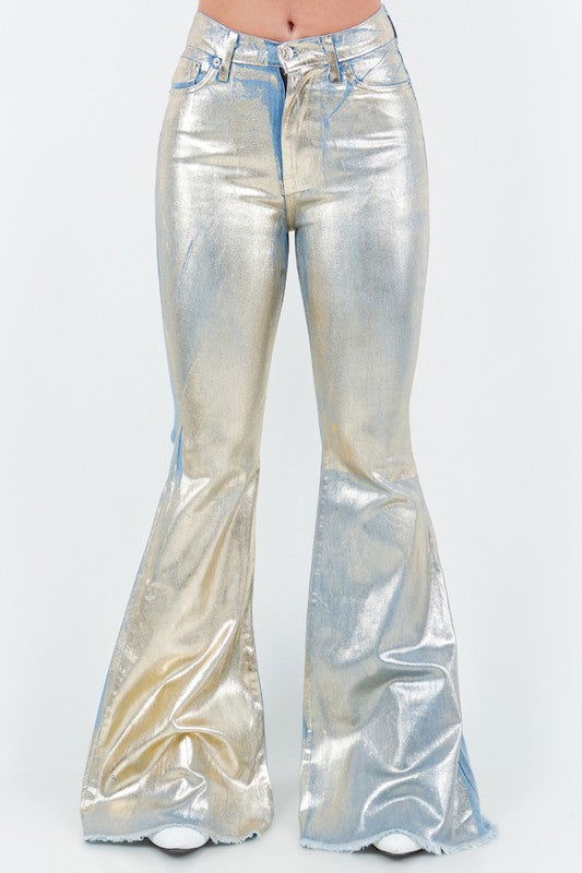 Bell Bottom Jean in Gold Foil - ShopEbonyMonique