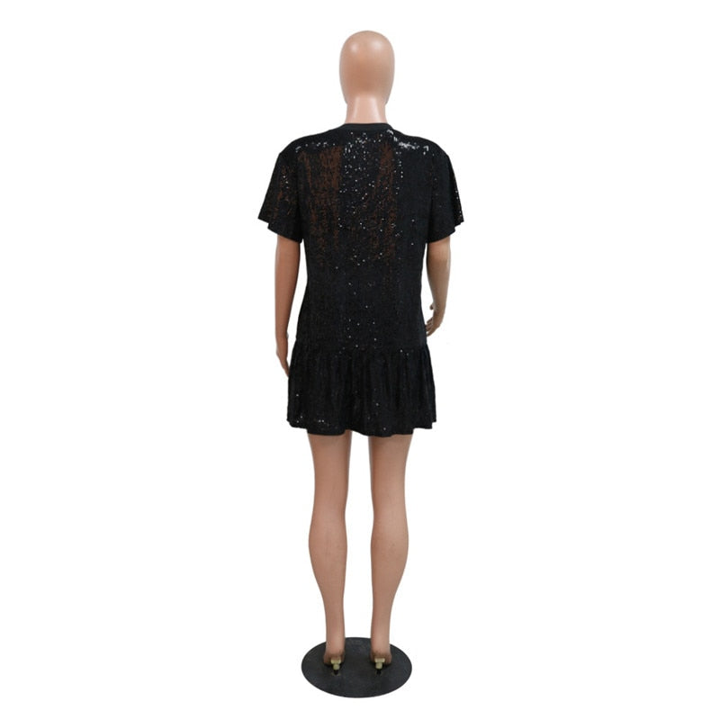 Birthday Sequins  T Shirt Dress - ShopEbonyMonique