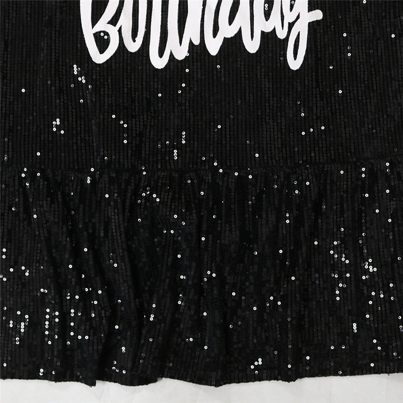 Birthday Sequins  T Shirt Dress - ShopEbonyMonique