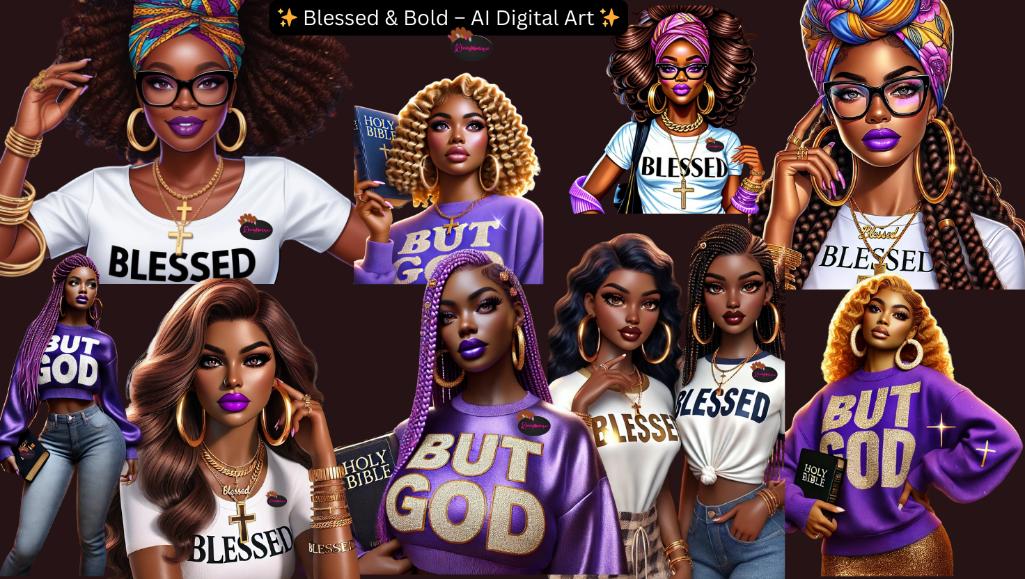 ✨ Blessed & Bold – AI Digital Art ✨(set of 12)