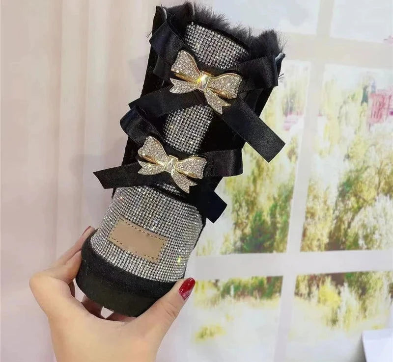 Bling Rhinestones Butterfly Knots  Boots - ShopEbonyMonique