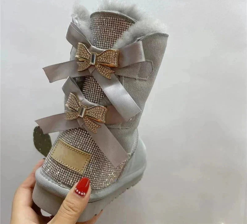 Bling Rhinestones Butterfly Knots  Boots - ShopEbonyMonique