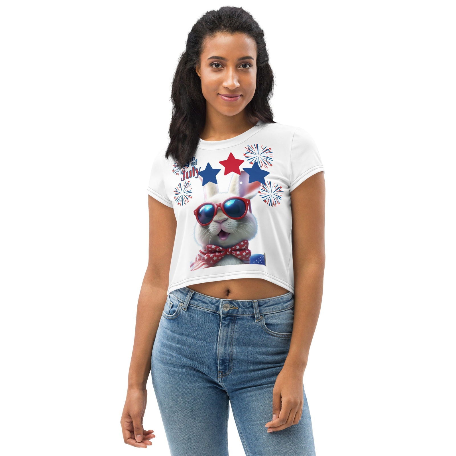 Bunny 4th of July Crop Tee - ShopEbonyMonique