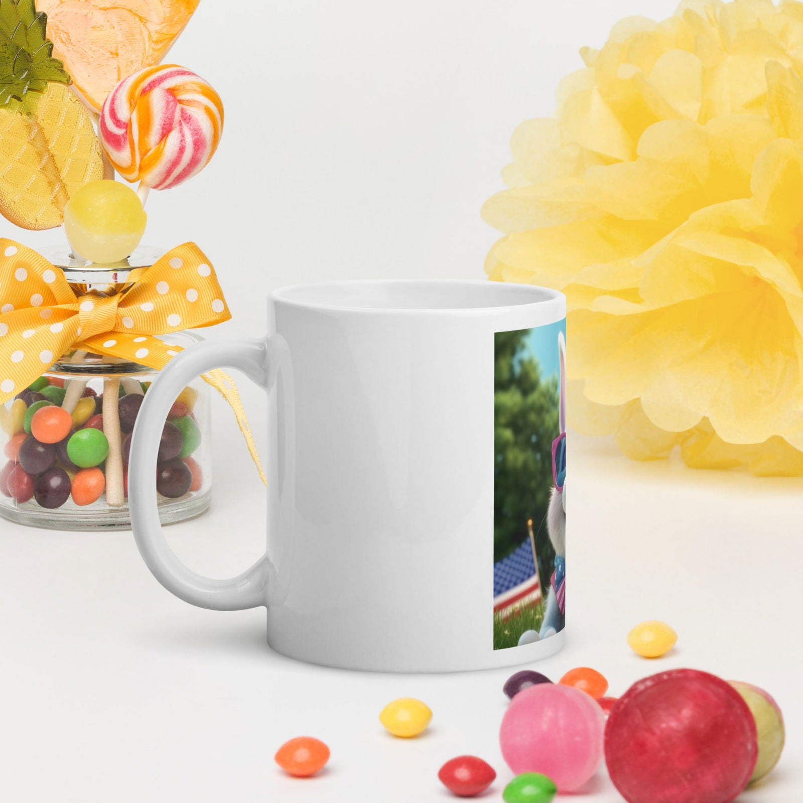 Bunny 4th of July White glossy mug - ShopEbonyMonique