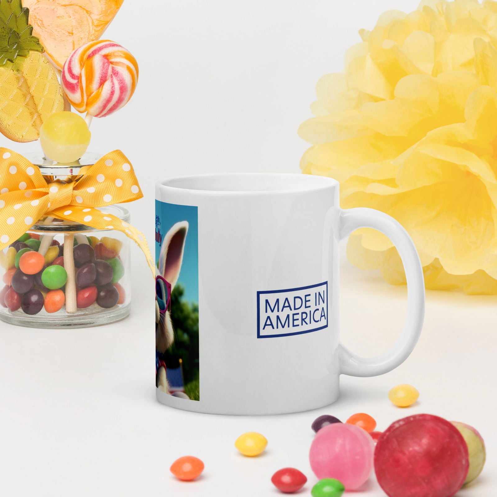 Bunny 4th of July White glossy mug - ShopEbonyMonique