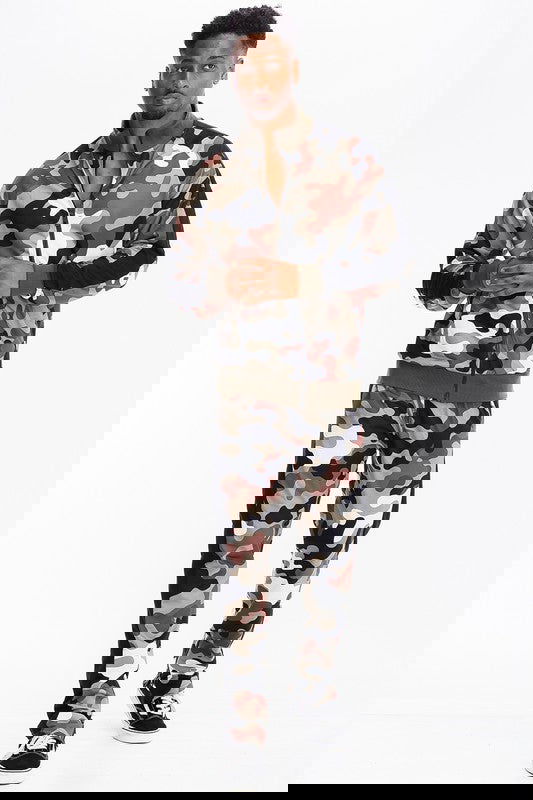 CAMO WITH STRIPE TRACK BOTTOM PANTS - ShopEbonyMonique