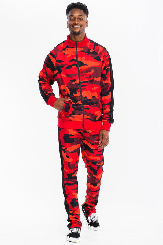 CAMO WITH STRIPE TRACK BOTTOM PANTS - ShopEbonyMonique